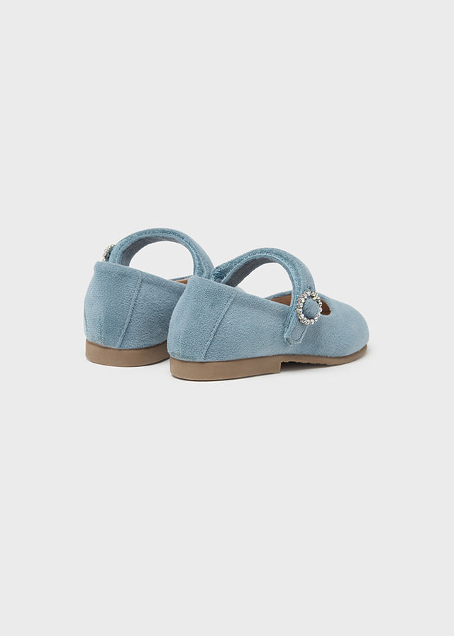 42391- Velvet Mary Janes for baby girl - Lightblue Mayoral