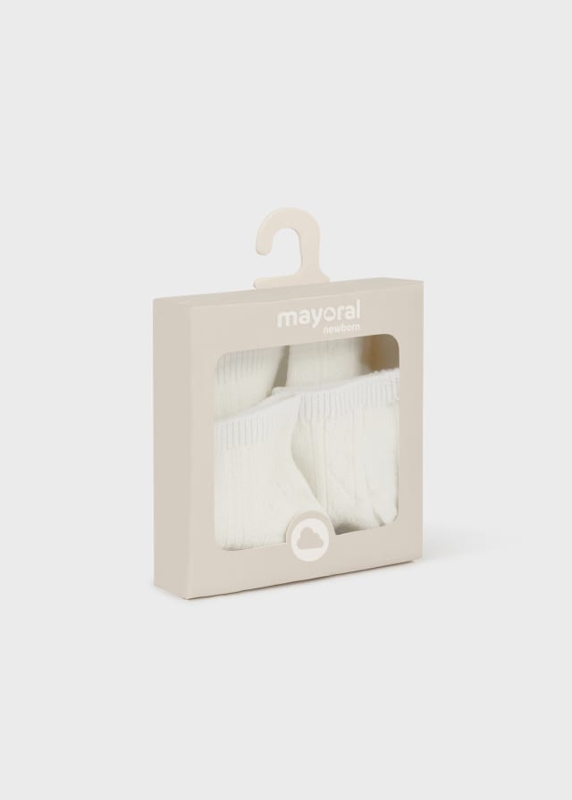 Mayoral 2 socks set for newborn boy - Natural Mayoral