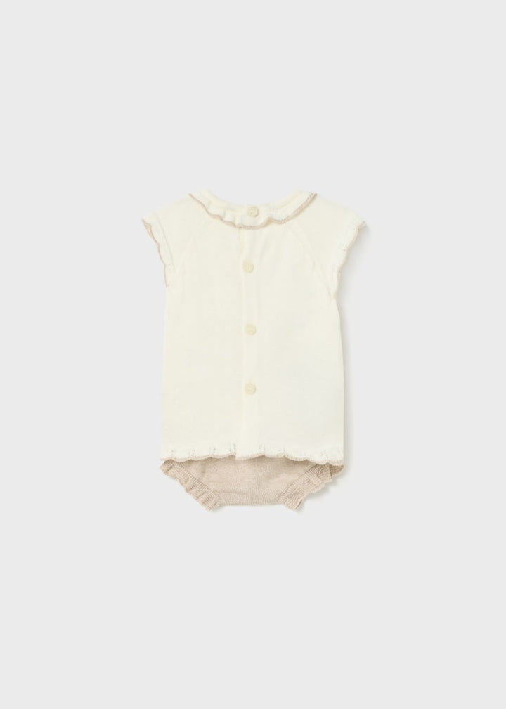 Mayoral Knit bloomer set for newborn girl - H. Beige Mayoral