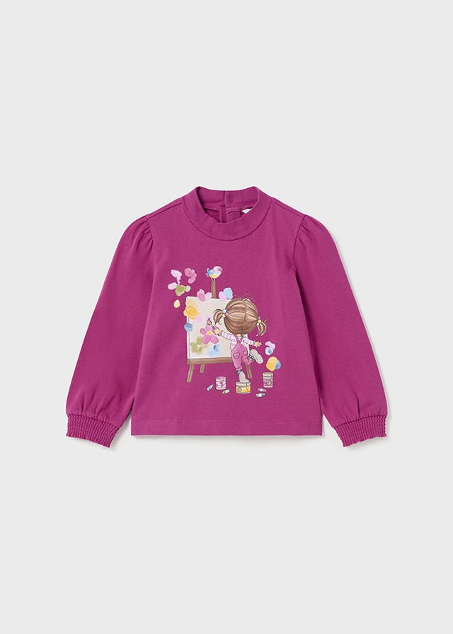 2003 - Mockneck sweater for baby girl - Magenta - Be Chic