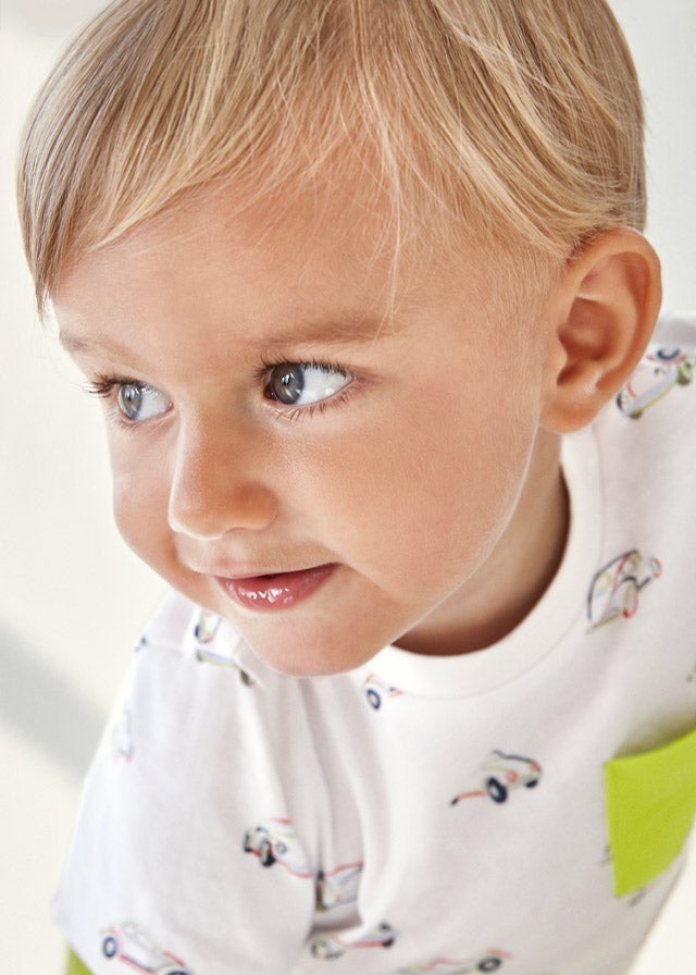 Set of 2 s/s stamp t-shirt for baby boy - Lime Mayoral