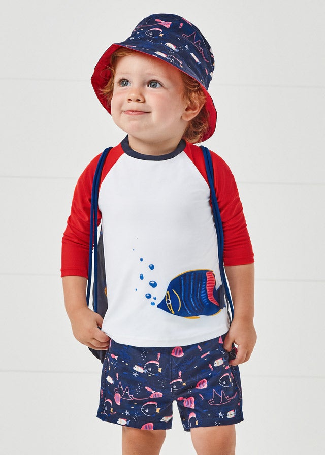 bathing suit and hat set for baby boy - Watermelon Mayoral