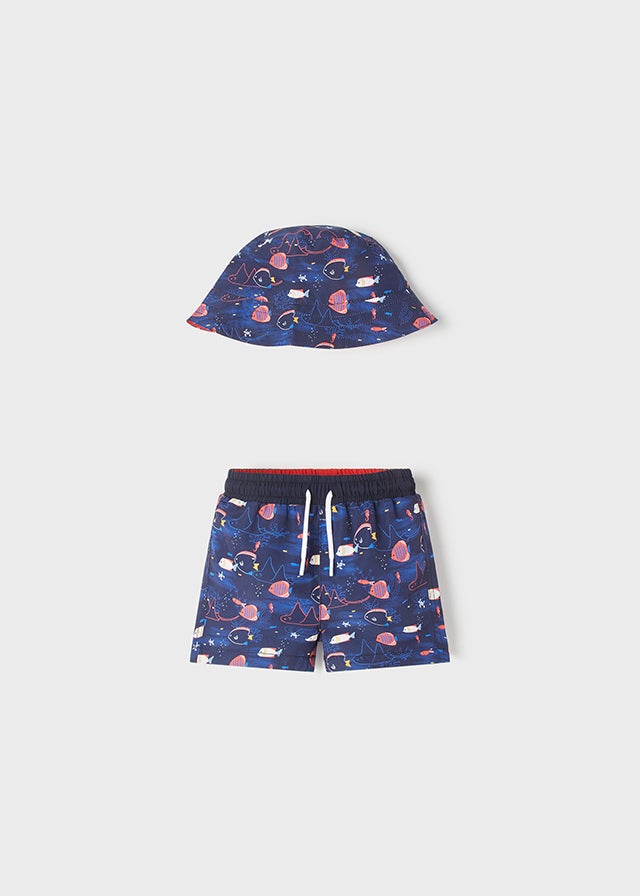 bathing suit and hat set for baby boy - Watermelon Mayoral