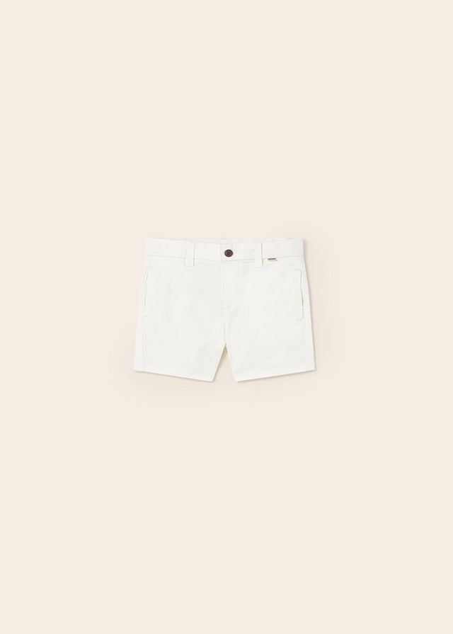 Mayoral Basic chino twill shorts for baby boy - Cream Mayoral