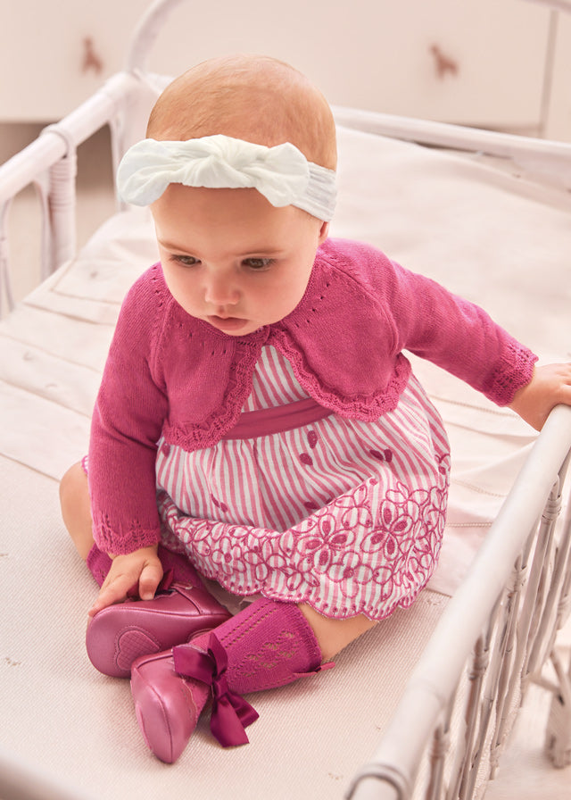 Mayoral Basic knit cardigan for newborn girl - Tulip rose Mayoral