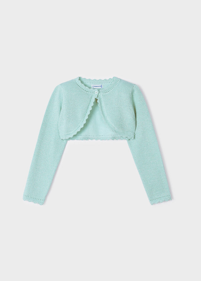 Mayoral Basic knit cardigan for girl - Aqua Mayoral