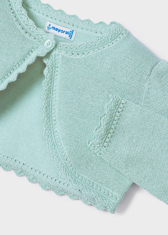 Mayoral Basic knit cardigan for girl - Aqua Mayoral