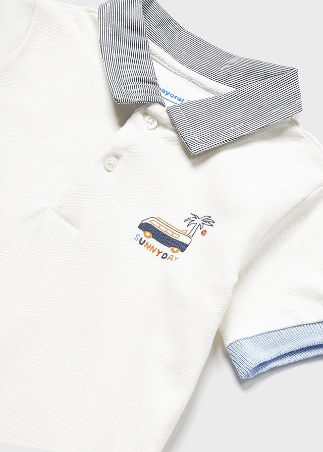 Mayoral S/s polo for baby boy - Cream Mayoral