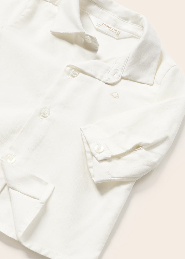 Mayoral L/s shirt and bowtie for newborn boy - Natural Mayoral
