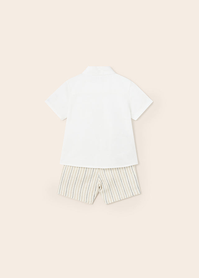 Mayoral dressy linen short set for baby boy - Oat Mayoral