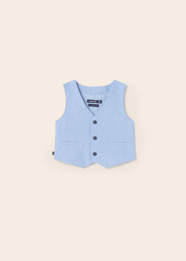 Mayoral Dressy linen vest for baby boy - Lightblue Mayoral