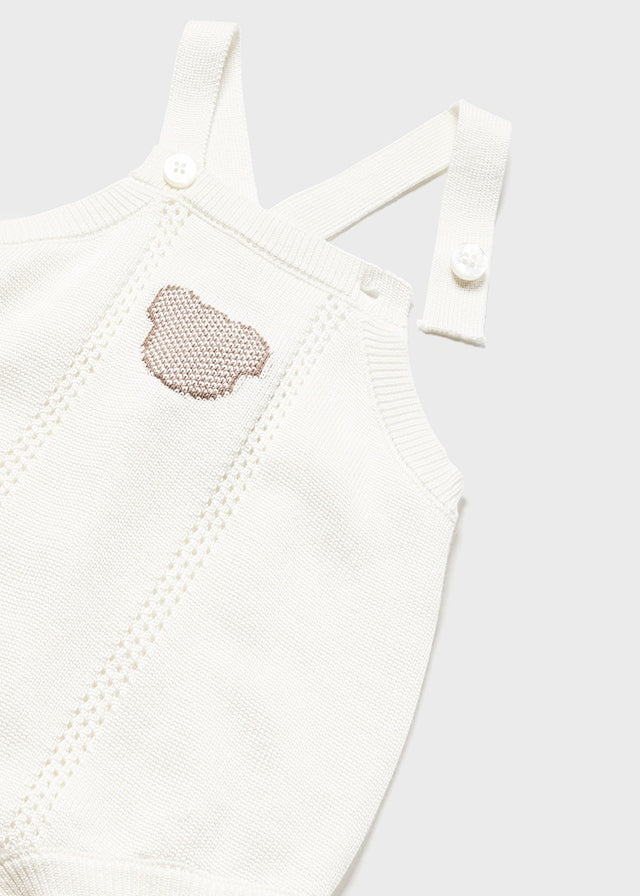 Mayoral Knit dungarees set for newborn girl - Natural Mayoral
