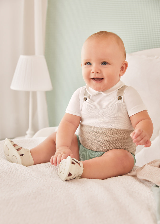 Mayoral Knit dungarees set for newborn boy - Aqua Mayoral