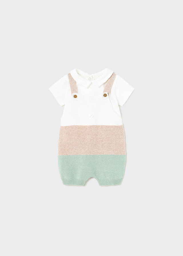 Mayoral Knit dungarees set for newborn boy - Aqua Mayoral