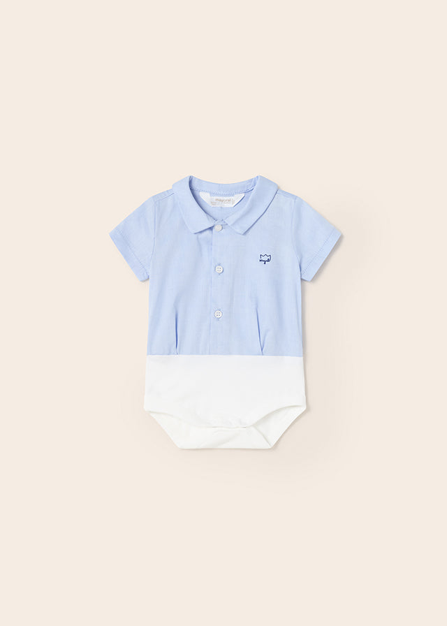 Mayoral S/s Shirt bodysuit for newborn boy - Lightblue Mayoral