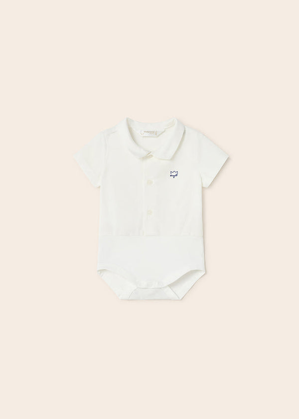 Mayoral S/s Shirt bodysuit for newborn boy - White Mayoral