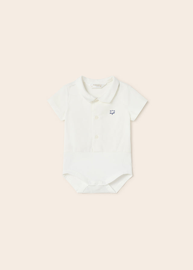 Mayoral S/s Shirt bodysuit for newborn boy - White Mayoral