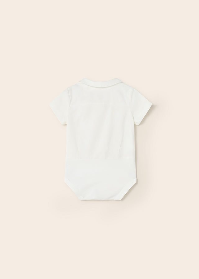 Mayoral S/s Shirt bodysuit for newborn boy - White Mayoral