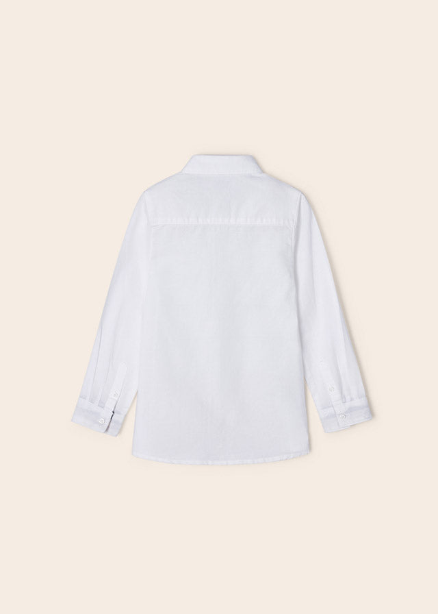 Mayoral L/s linen shirt for boy - White Mayoral
