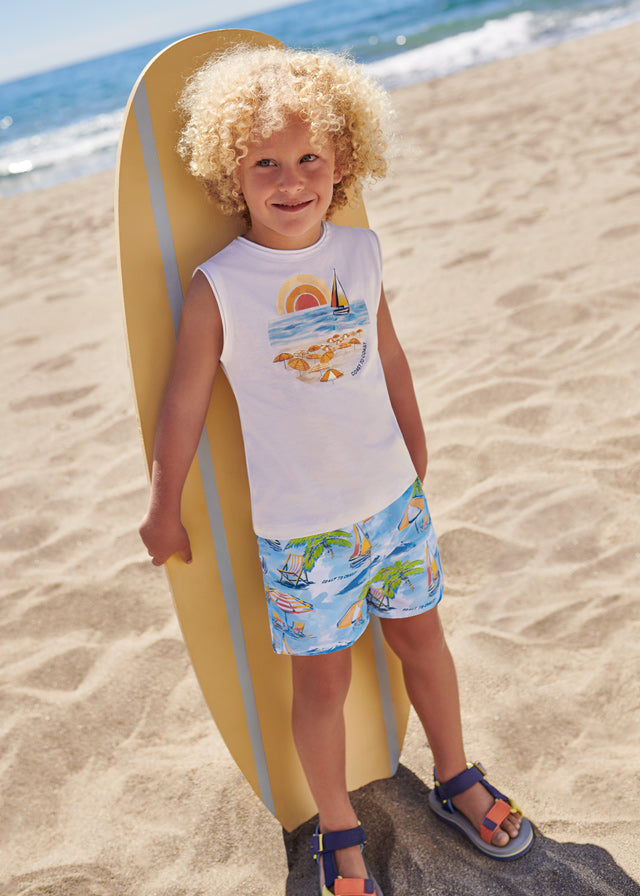 Mayoral Printed swim shorts for boy - Wave blue Mayoral