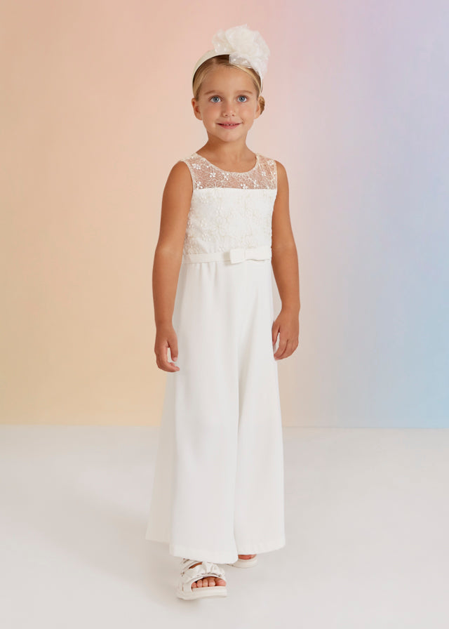 WHITE WIDE LEG JUMPSUIT GIRL  - White Abel and Lula