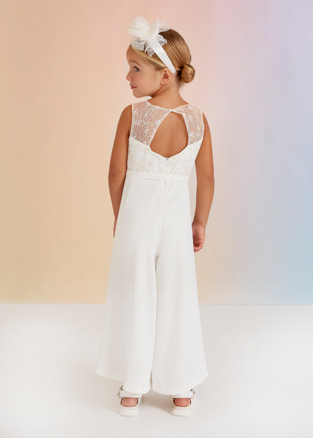 WHITE WIDE LEG JUMPSUIT GIRL  - White Abel and Lula