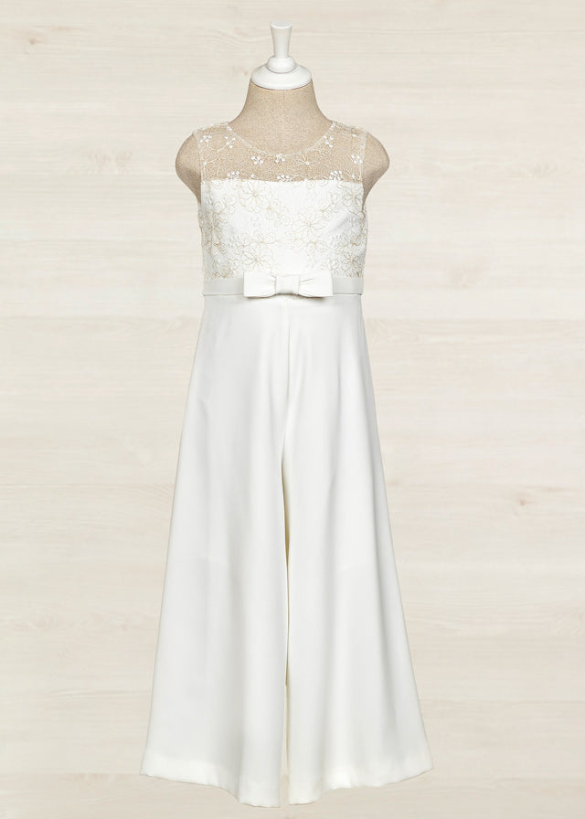 WHITE WIDE LEG JUMPSUIT GIRL  - White Abel and Lula