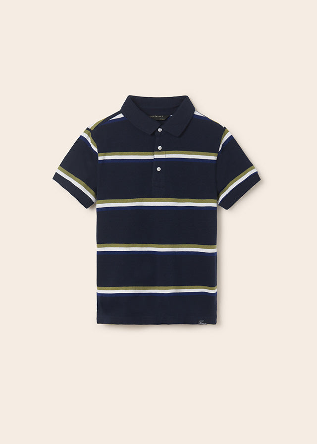 Mayoral Printed s/s polo for teen boy - Navy Mayoral