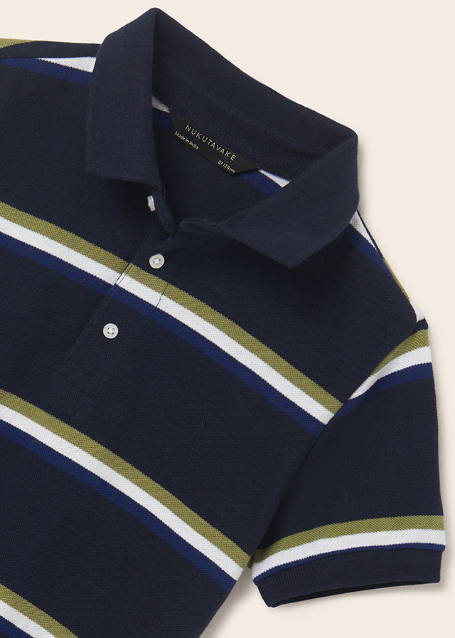Mayoral Printed s/s polo for teen boy - Navy Mayoral