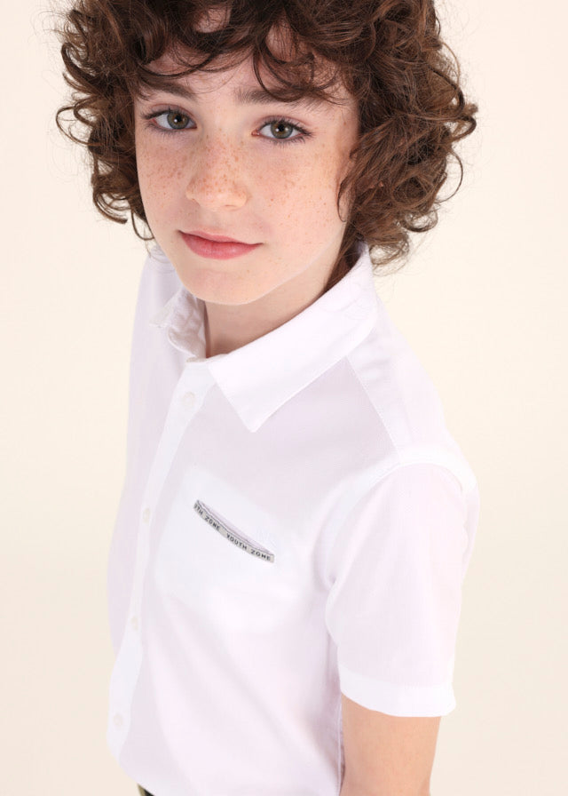 Mayoral Short sleeve dress shirt for teen boy - White Mayoral
