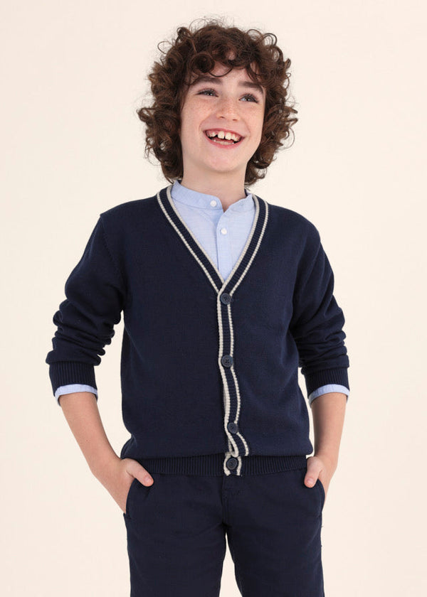 Mayoral Dressy tricot hoodie for teen boy - Navy Mayoral