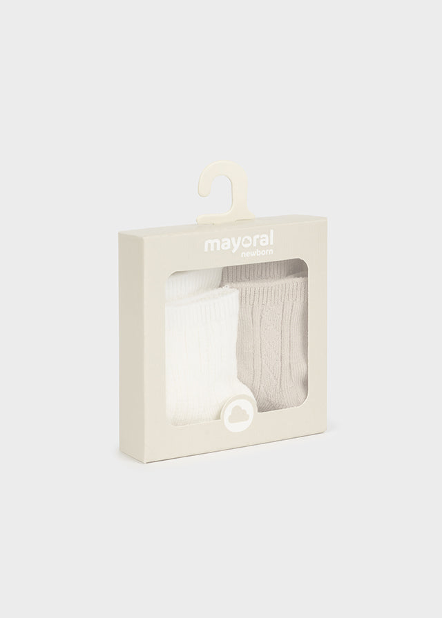 Mayoral 2 socks set for newborn boy - Linen Mayoral