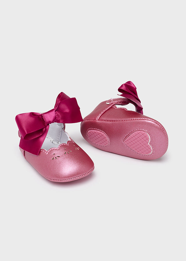 Mayoral Bow buckle shoes for newborn girl - Tulip rose Mayoral