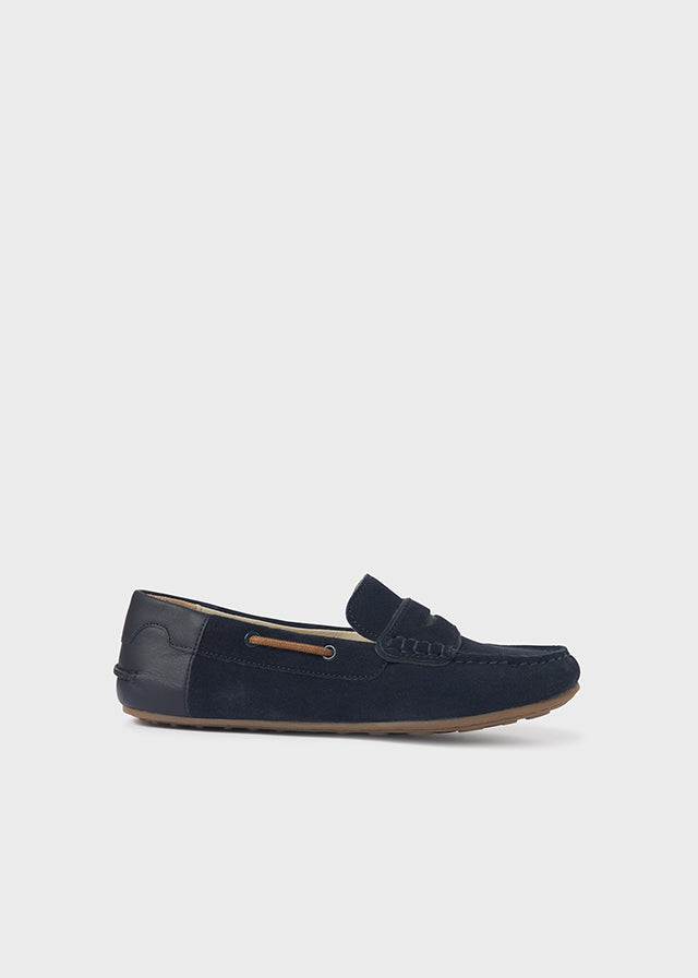 Mayoral Leather moccasins for boy - Navy Mayoral