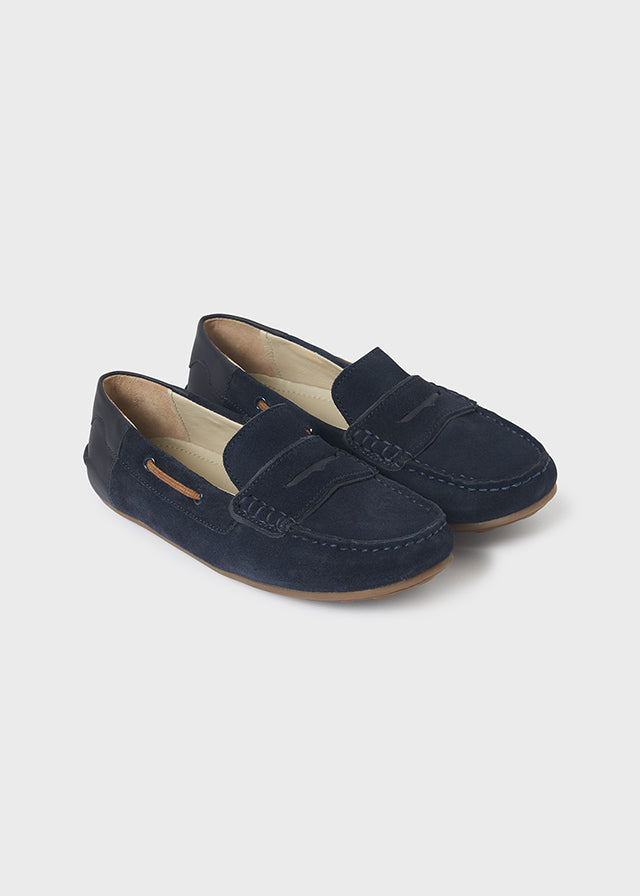 Mayoral Leather moccasins for boy - Navy Mayoral