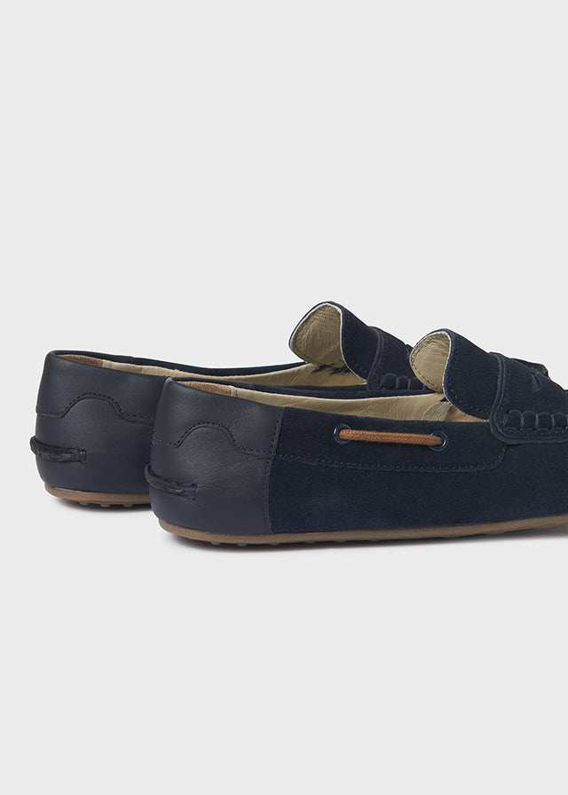 Mayoral Leather moccasins for boy - Navy Mayoral