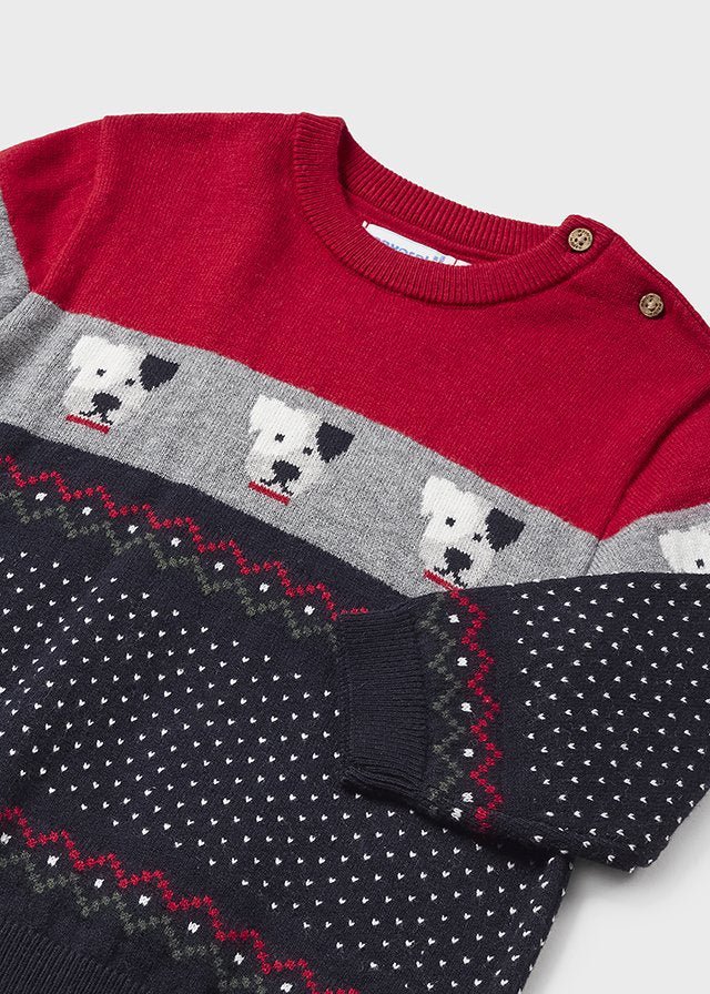 2317 - Jacquard jumper for baby boy - Red - Be Chic