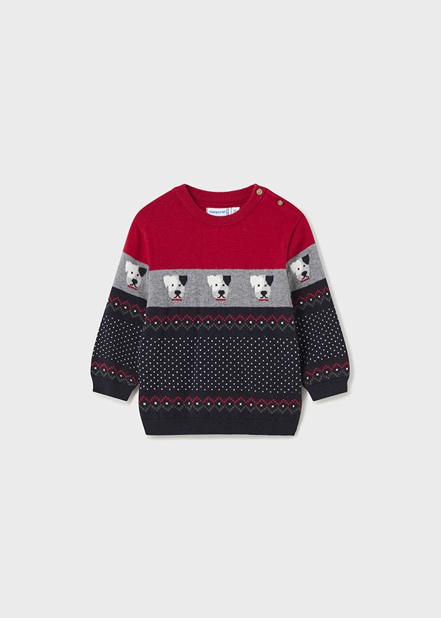 2317 - Jacquard jumper for baby boy - Red - Be Chic