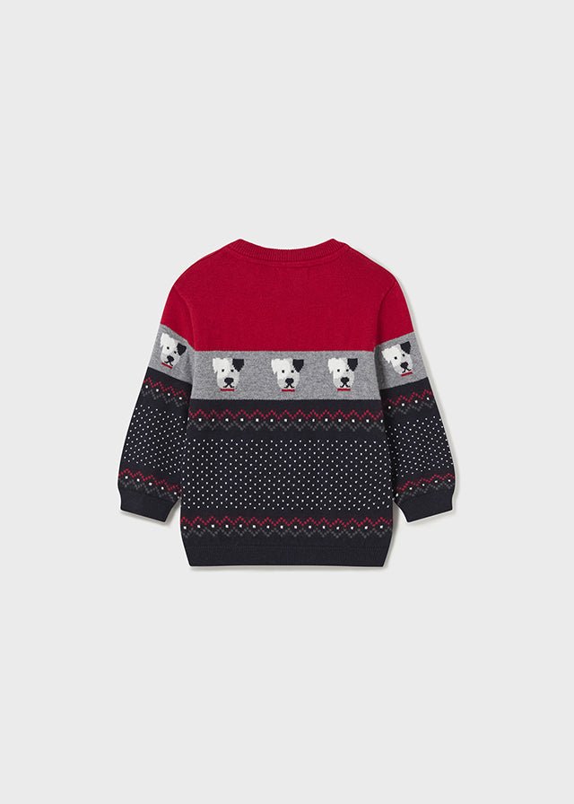 2317 - Jacquard jumper for baby boy - Red - Be Chic