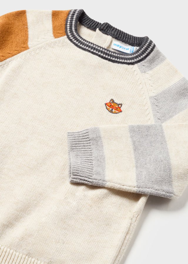 2322 - Jumper for baby boy - h - Cream - Be Chic