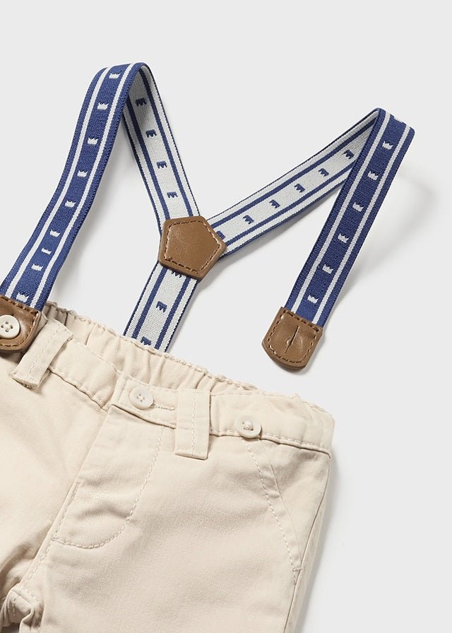 2515 - Long trousers with suspenders for newborn boy - Stone - Be Chic