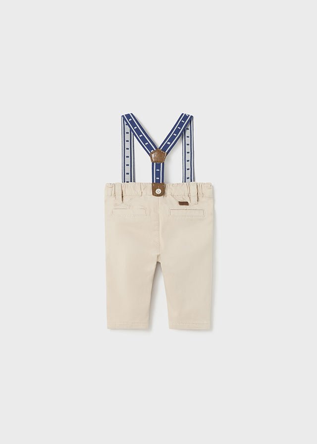 2515 - Long trousers with suspenders for newborn boy - Stone - Be Chic