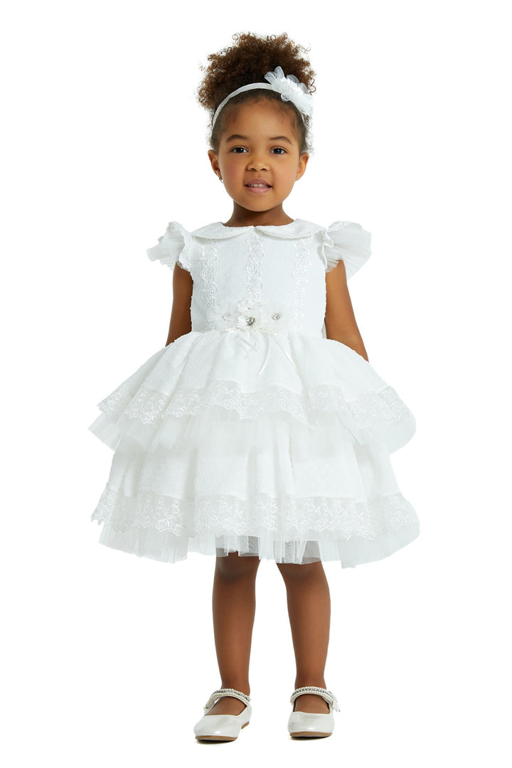 Girl Baby Collar Layered ECRU Dress Pamina