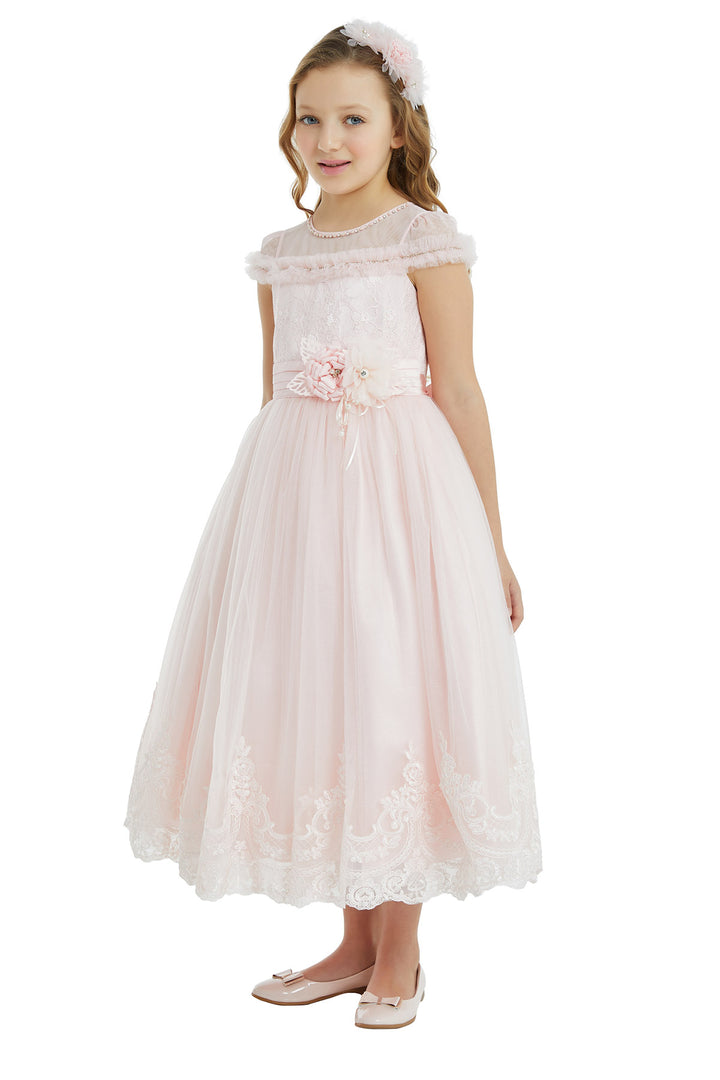 Girl Long Tulle Powder Dress Pamina