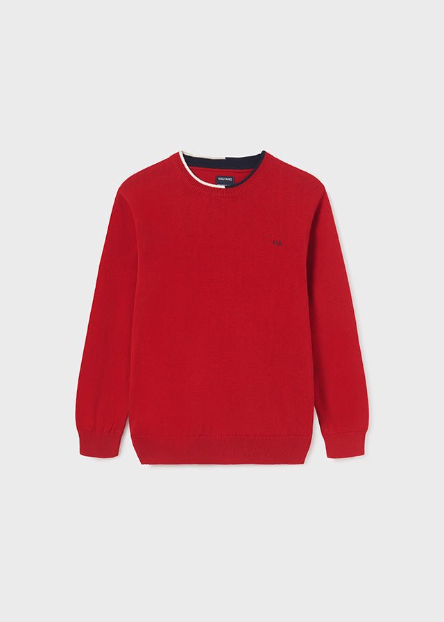354 - Basic cotton jumper for teen boy - Red - Be Chic