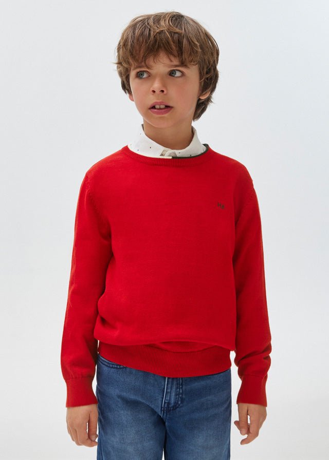 354 - Basic cotton jumper for teen boy - Red - Be Chic