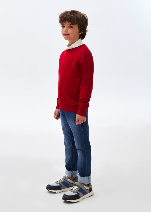 354 - Basic cotton jumper for teen boy - Red - Be Chic