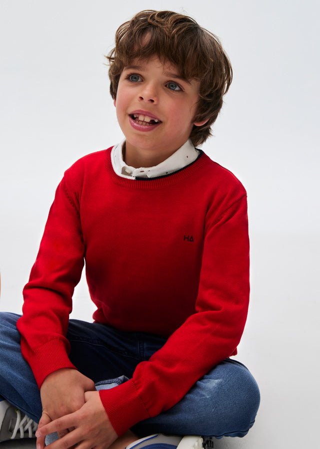 354 - Basic cotton jumper for teen boy - Red - Be Chic