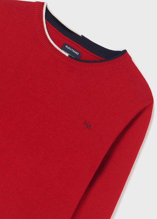 354 - Basic cotton jumper for teen boy - Red - Be Chic