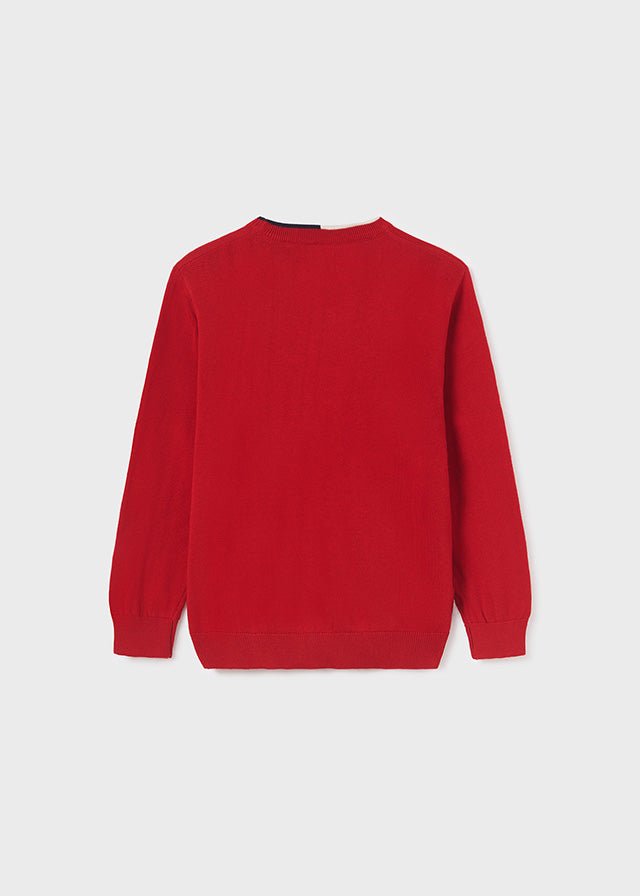354 - Basic cotton jumper for teen boy - Red - Be Chic